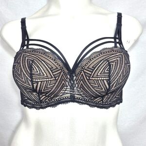 38DDD‎ Adore Me Strappy Lace COVERED T-shirt Underwire Bra Black
